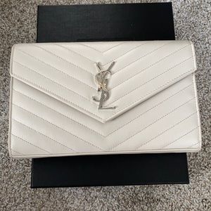 Chevron Quilted Grained Leather Envelope Bag